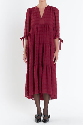 ENGLISH FACTORY - Textured Gridded Chiffon Dress - DRESSES available at Objectrare