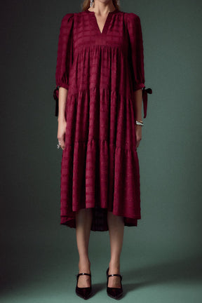 ENGLISH FACTORY - English Factory - Textured Gridded Chiffon Dress - DRESSES available at Objectrare