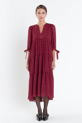 ENGLISH FACTORY - Textured Gridded Chiffon Dress - DRESSES available at Objectrare