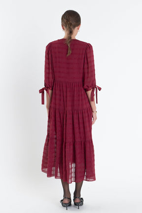 ENGLISH FACTORY - Textured Gridded Chiffon Dress - DRESSES available at Objectrare