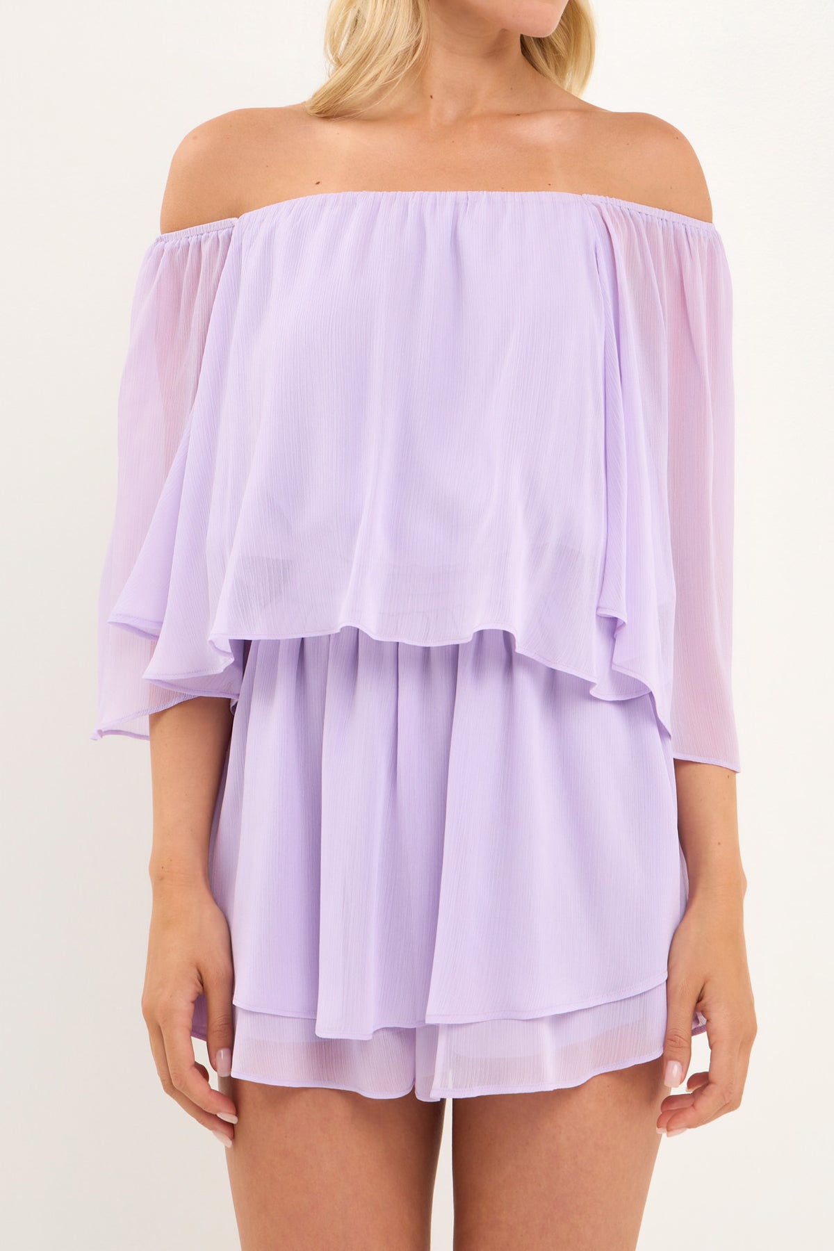 AFTER MARKET - Flutter Sleeve Layered Romper - ROMPERS available at Objectrare