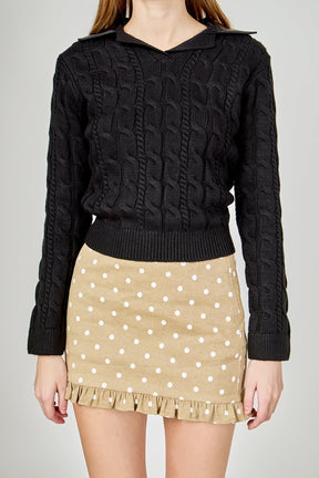 ENDLESS ROSE - Faux leather Cable Knit Sweater - SWEATERS & KNITS available at Objectrare