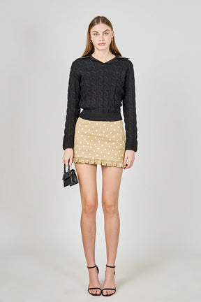 ENDLESS ROSE - Faux leather Cable Knit Sweater - SWEATERS & KNITS available at Objectrare
