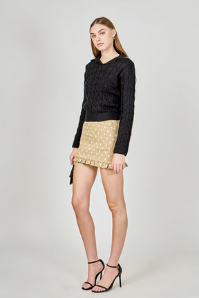 ENDLESS ROSE - Faux leather Cable Knit Sweater - SWEATERS & KNITS available at Objectrare