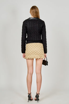 ENDLESS ROSE - Faux leather Cable Knit Sweater - SWEATERS & KNITS available at Objectrare