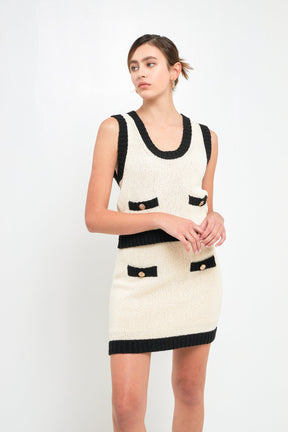 ENDLESS ROSE - Cropped Knit Top with Gold Buttons - TOPS available at Objectrare