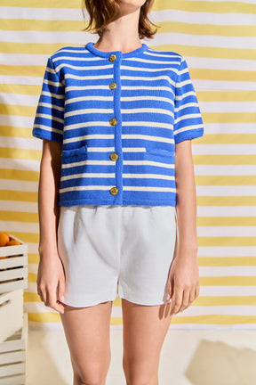 ENGLISH FACTORY - Knit Striped Sweater Cardigan - SWEATERS & KNITS available at Objectrare