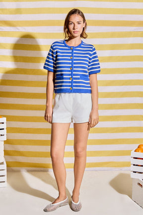 ENGLISH FACTORY - Knit Striped Sweater Cardigan - SWEATERS & KNITS available at Objectrare