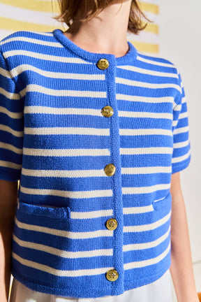 ENGLISH FACTORY - Knit Striped Sweater Cardigan - SWEATERS & KNITS available at Objectrare