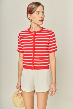 ENGLISH FACTORY - Knit Striped Sweater Cardigan - SWEATERS & KNITS available at Objectrare