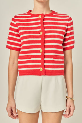 ENGLISH FACTORY - Knit Striped Sweater Cardigan - SWEATERS & KNITS available at Objectrare