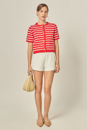 ENGLISH FACTORY - Knit Striped Sweater Cardigan - SWEATERS & KNITS available at Objectrare