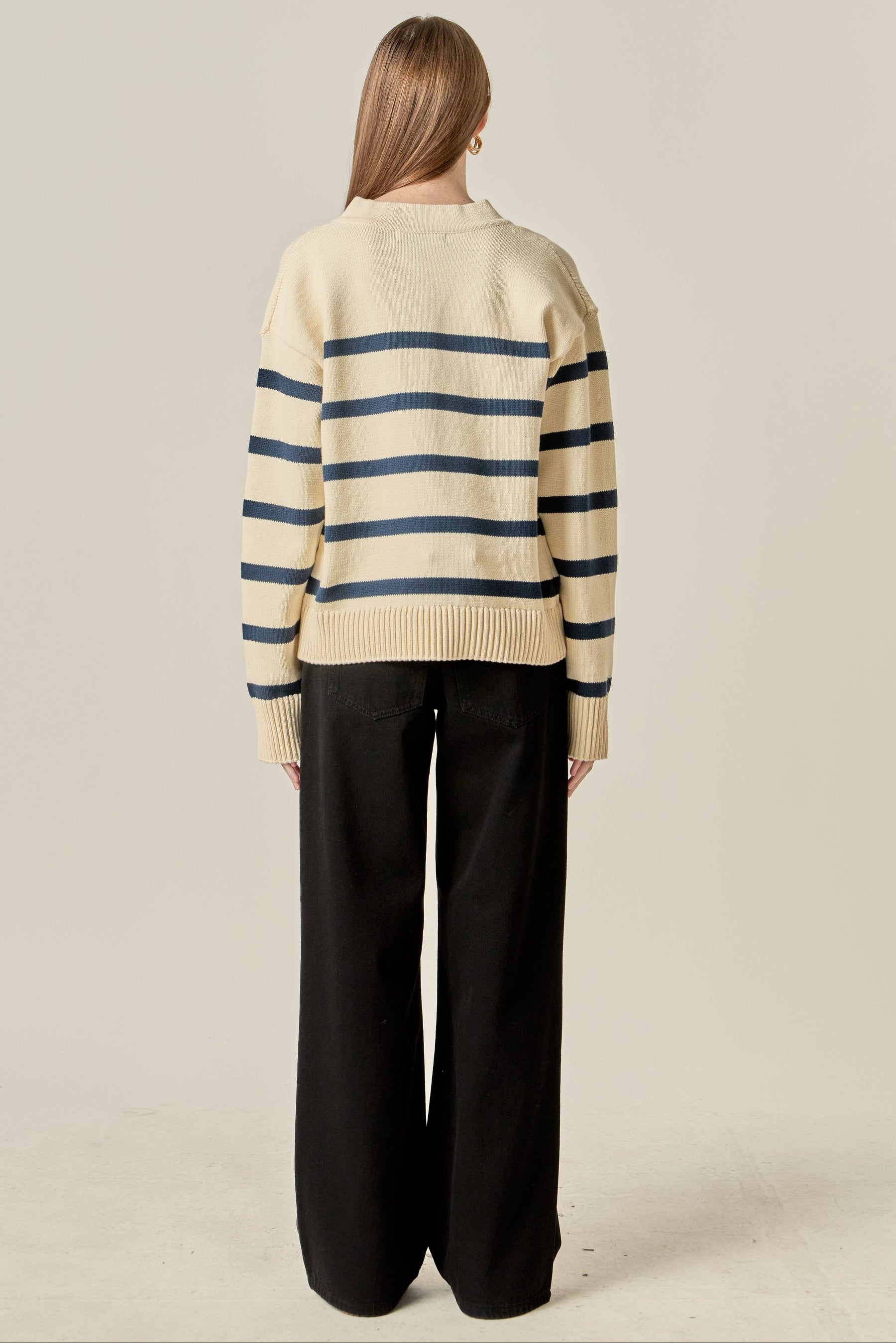 Striped V Neck Sweater