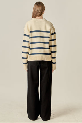 Striped V Neck Sweater