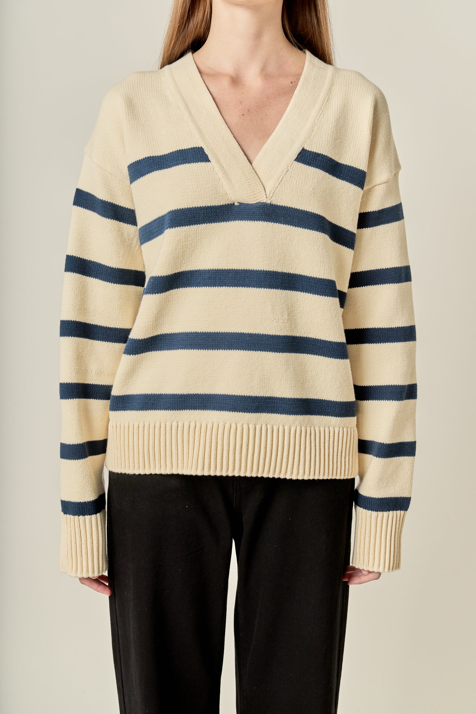 Striped V Neck Sweater