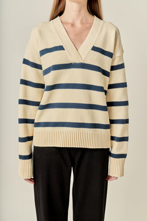 Striped V Neck Sweater