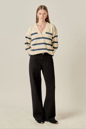 Striped V Neck Sweater