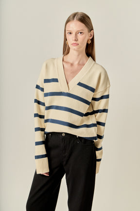 Striped V Neck Sweater