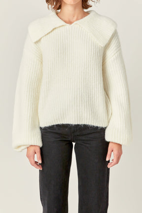 ENGLISH FACTORY - English Factory - Collared Rib Chunky Sweater - SWEATERS & KNITS available at Objectrare