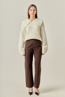 ENGLISH FACTORY - Collared Rib Chunky Sweater - SWEATERS & KNITS available at Objectrare