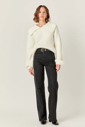 ENGLISH FACTORY - English Factory - Collared Rib Chunky Sweater - SWEATERS & KNITS available at Objectrare