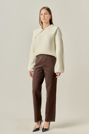 ENGLISH FACTORY - Collared Rib Chunky Sweater - SWEATERS & KNITS available at Objectrare