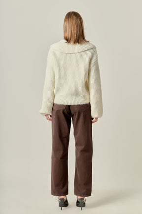 ENGLISH FACTORY - Collared Rib Chunky Sweater - SWEATERS & KNITS available at Objectrare