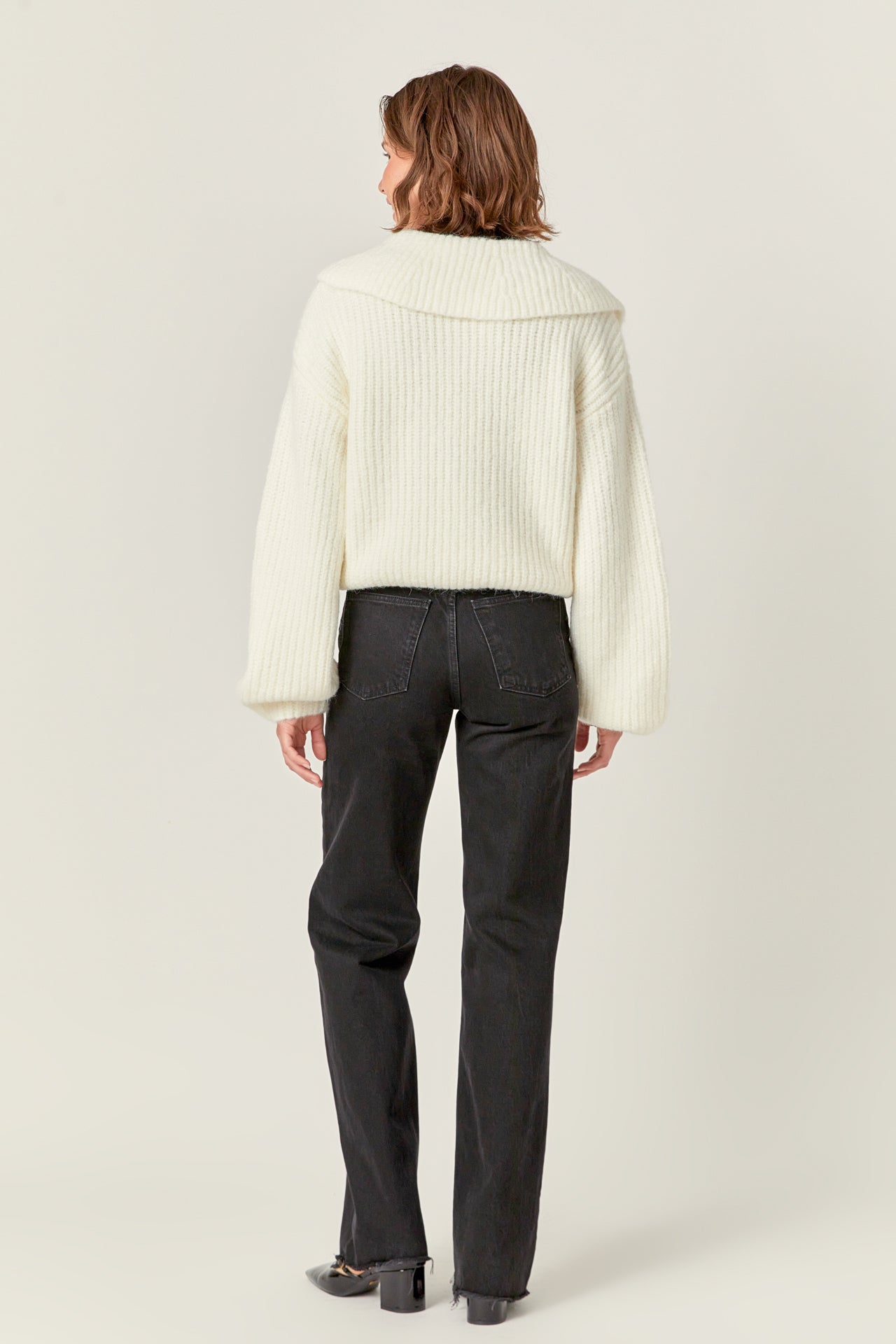 ENGLISH FACTORY - English Factory - Collared Rib Chunky Sweater - SWEATERS & KNITS available at Objectrare