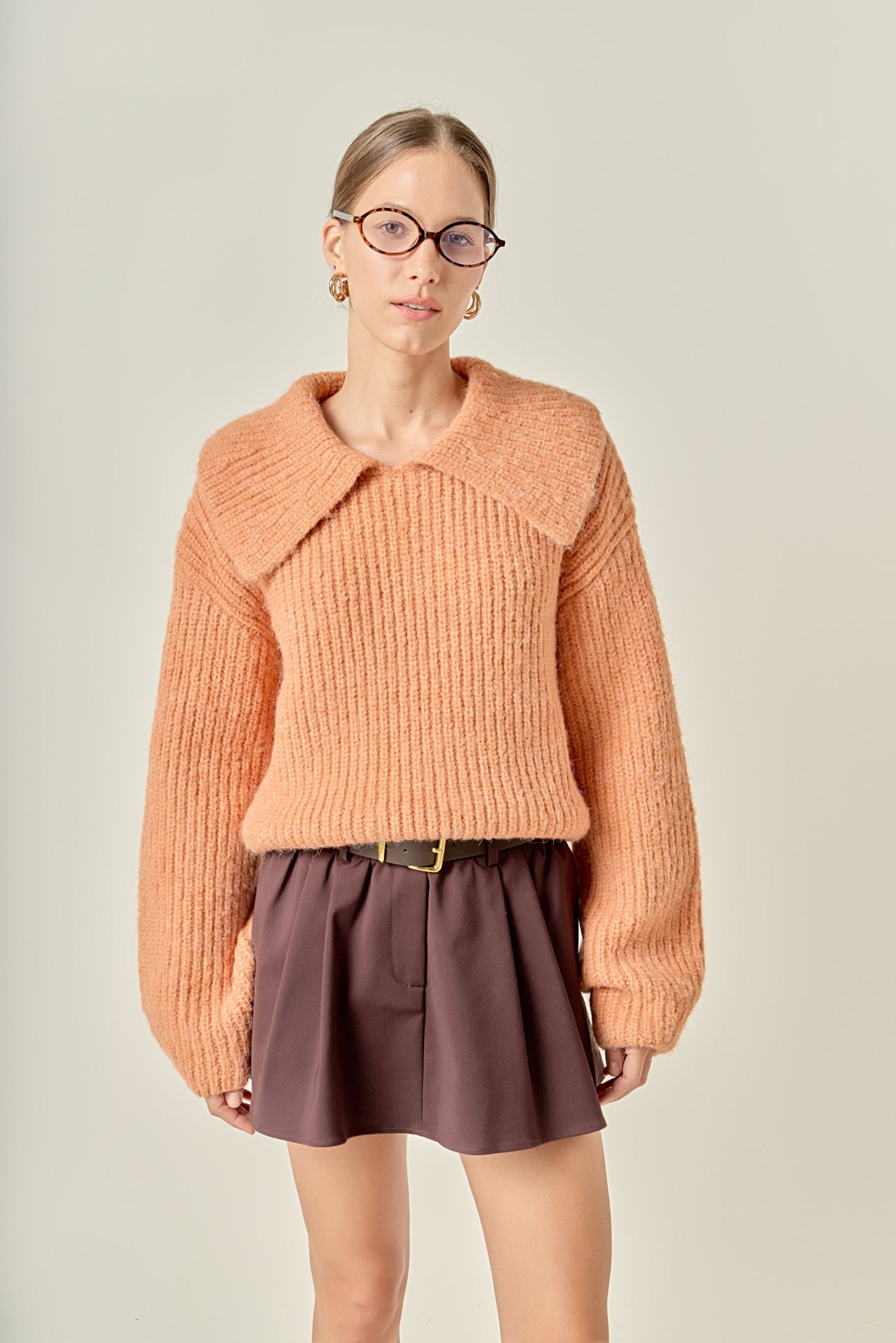 ENGLISH FACTORY - Collared Rib Chunky Sweater - SWEATERS & KNITS available at Objectrare