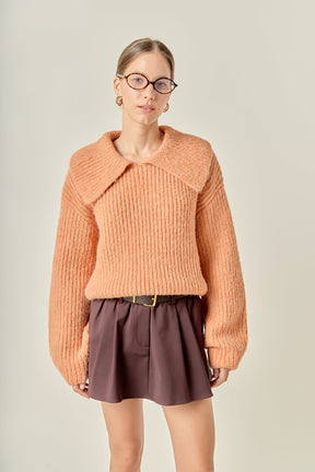 ENGLISH FACTORY - Collared Rib Chunky Sweater - SWEATERS & KNITS available at Objectrare