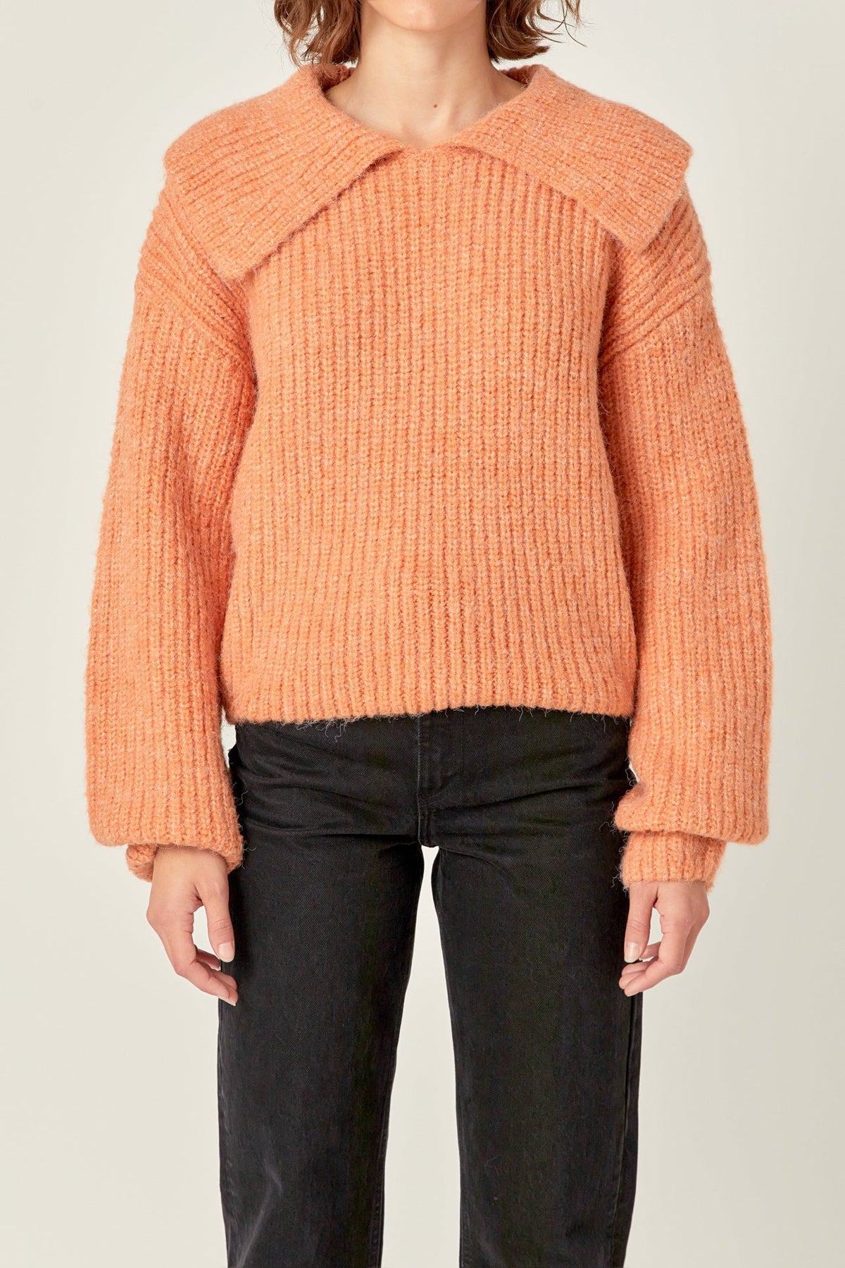 ENGLISH FACTORY - Collared Rib Chunky Sweater - SWEATERS & KNITS available at Objectrare