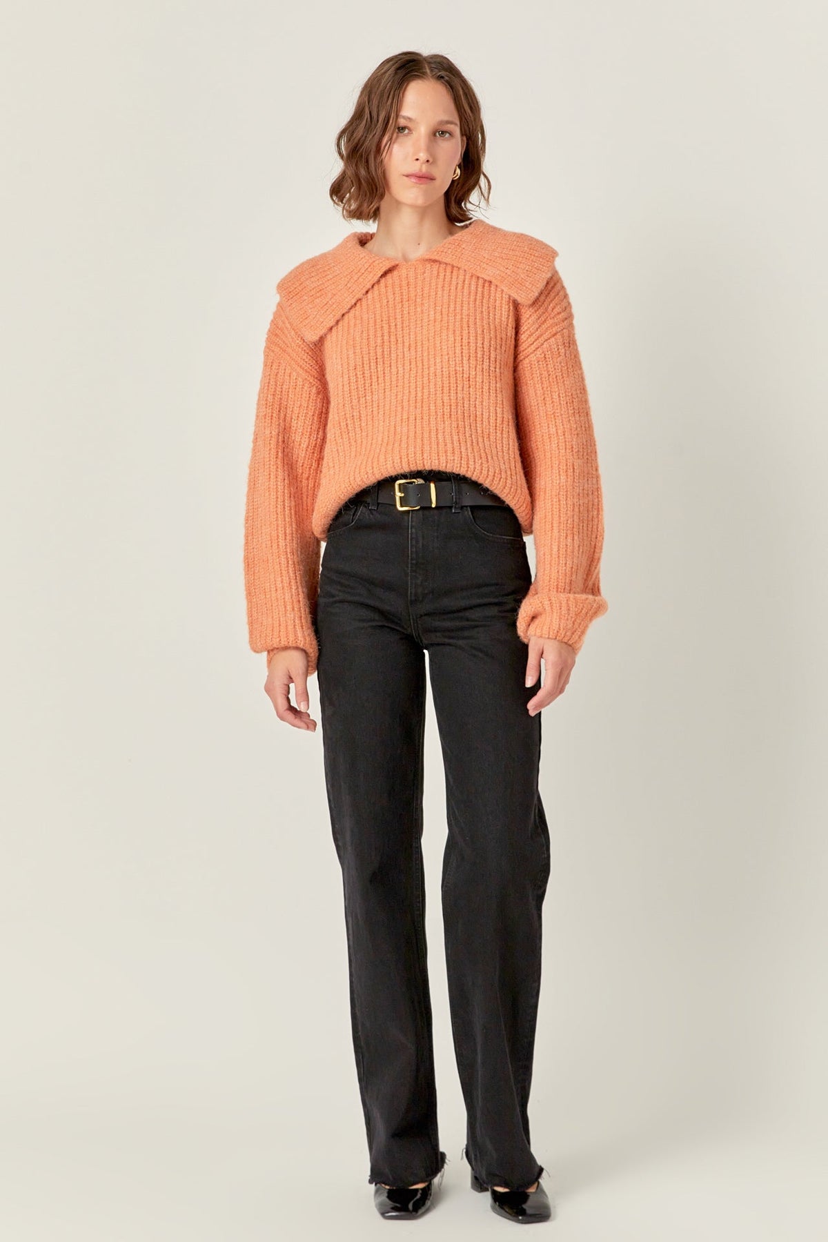 ENGLISH FACTORY - Collared Rib Chunky Sweater - SWEATERS & KNITS available at Objectrare