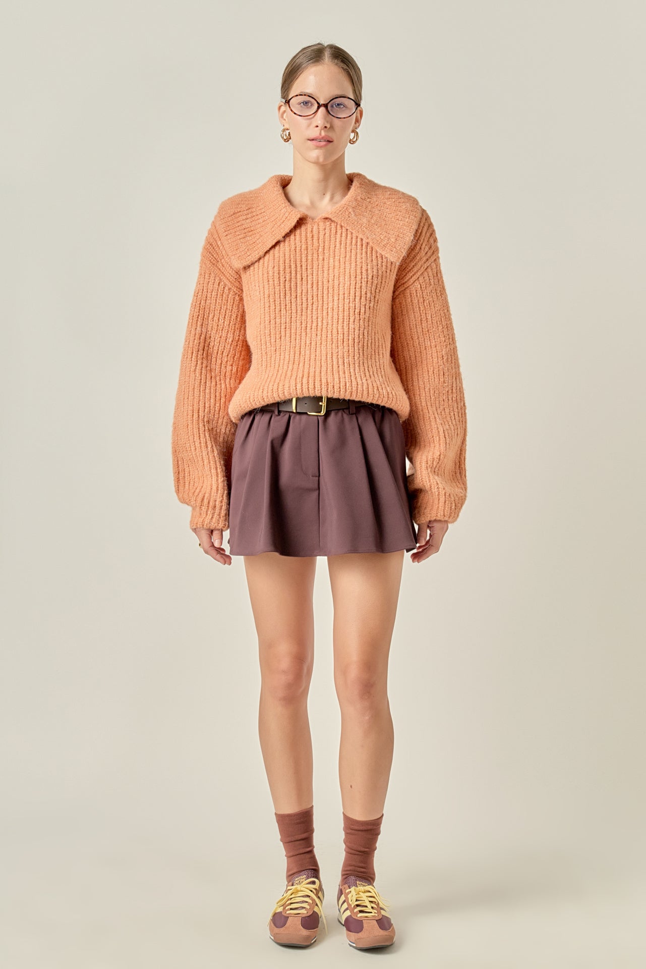 ENGLISH FACTORY - Collared Rib Chunky Sweater - SWEATERS & KNITS available at Objectrare