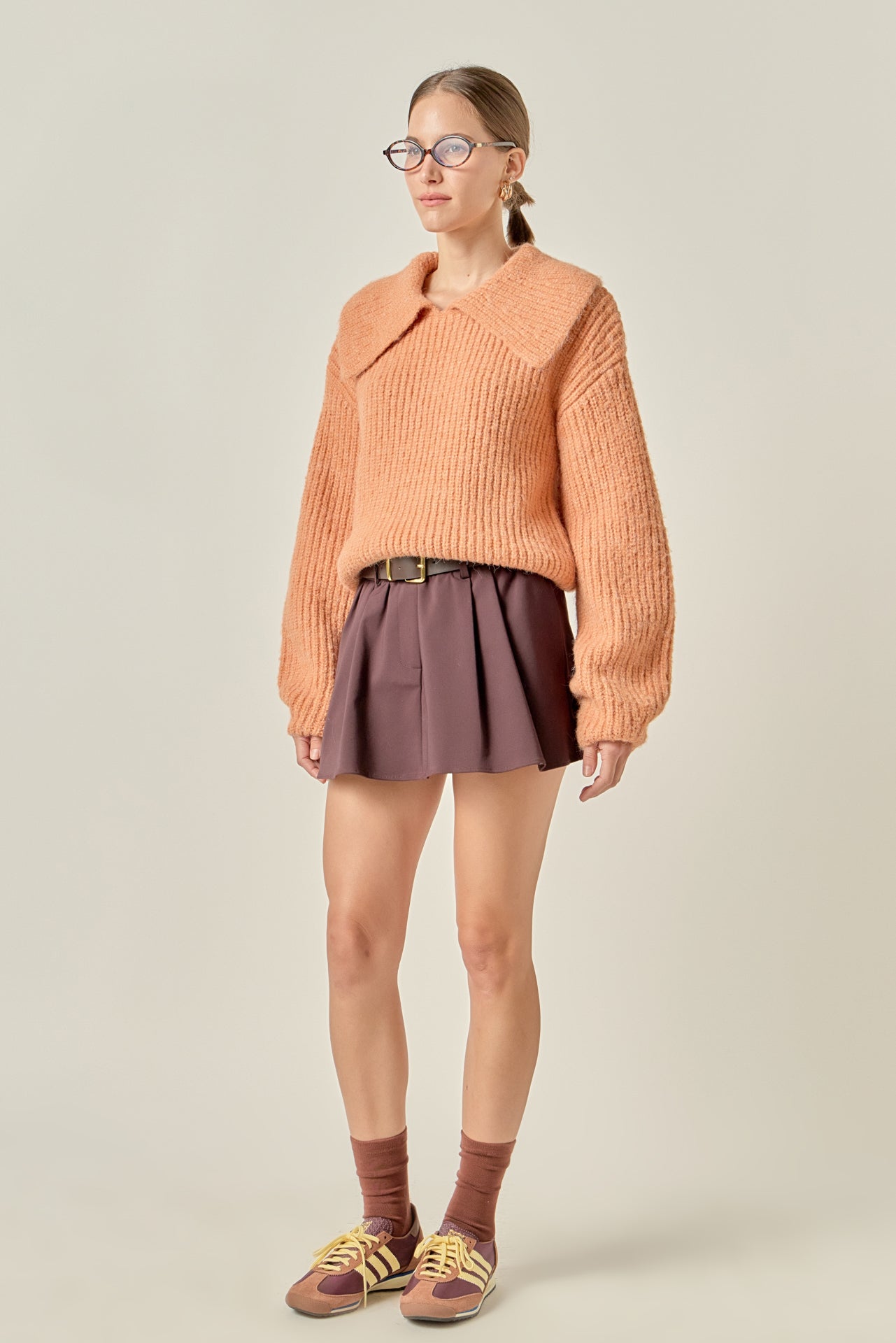 ENGLISH FACTORY - Collared Rib Chunky Sweater - SWEATERS & KNITS available at Objectrare