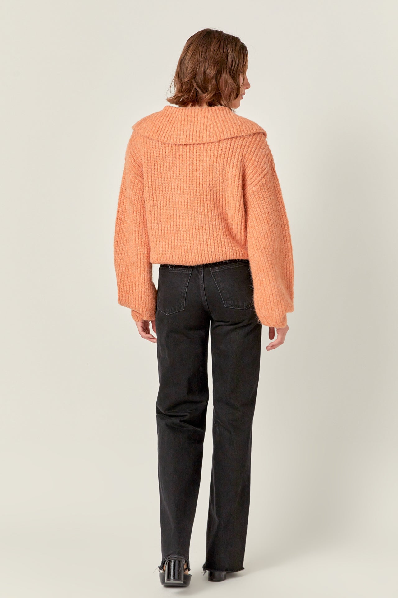 ENGLISH FACTORY - Collared Rib Chunky Sweater - SWEATERS & KNITS available at Objectrare