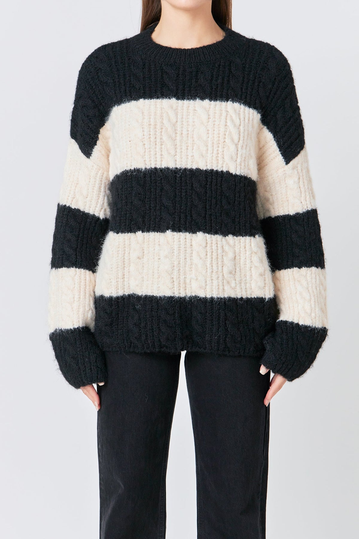 ENDLESS ROSE - Striped Chunky Sweater - SWEATERS & KNITS available at Objectrare