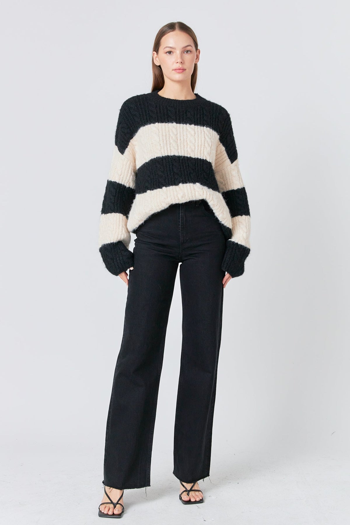 ENDLESS ROSE - Striped Chunky Sweater - SWEATERS & KNITS available at Objectrare