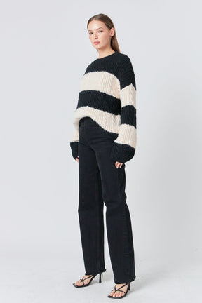 ENDLESS ROSE - Striped Chunky Sweater - SWEATERS & KNITS available at Objectrare