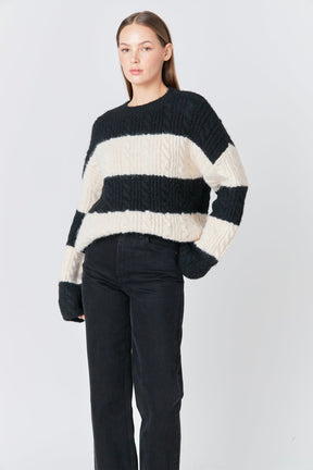 ENDLESS ROSE - Striped Chunky Sweater - SWEATERS & KNITS available at Objectrare