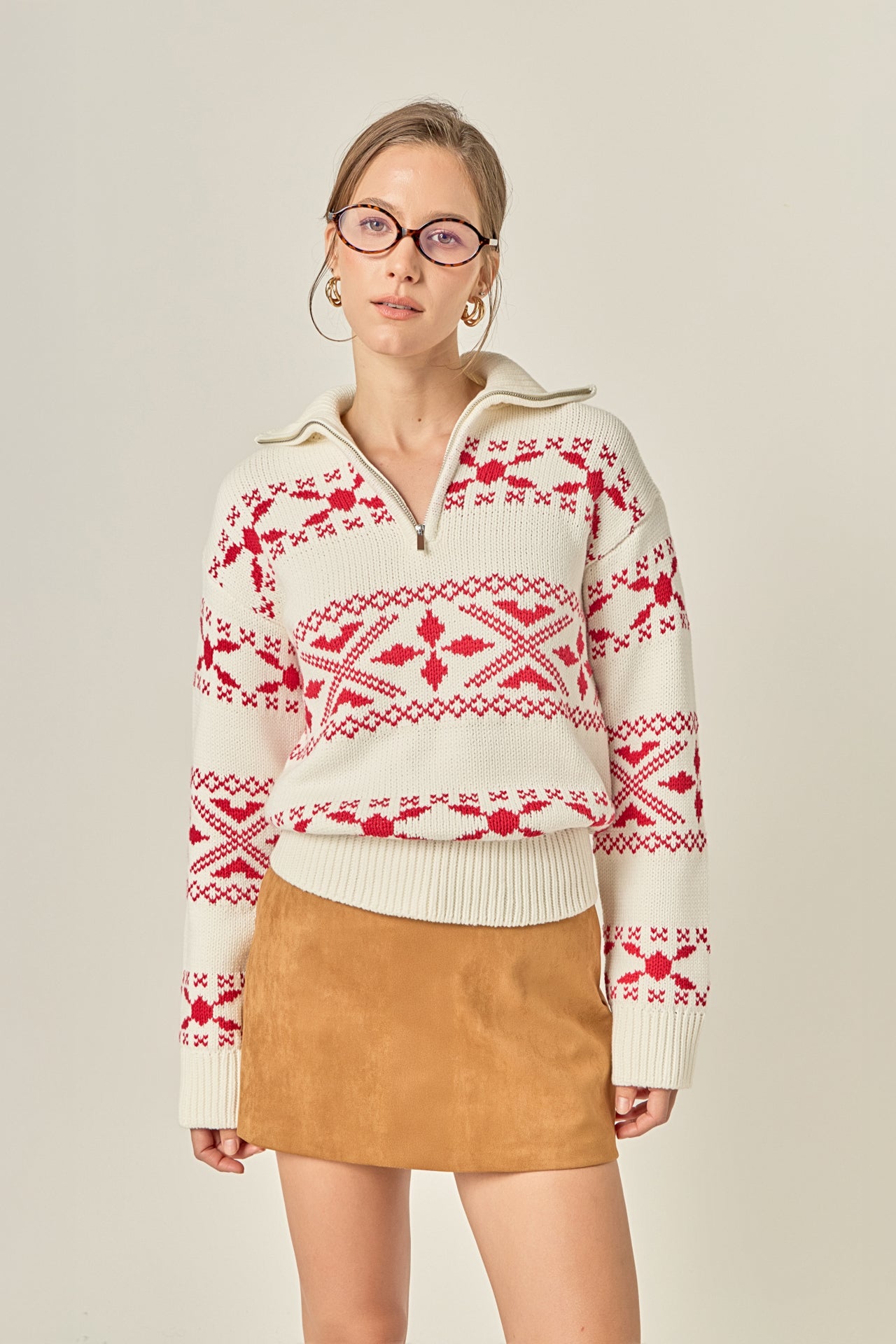 ENGLISH FACTORY - Motif Zip Up Sweater - SWEATERS & KNITS available at Objectrare