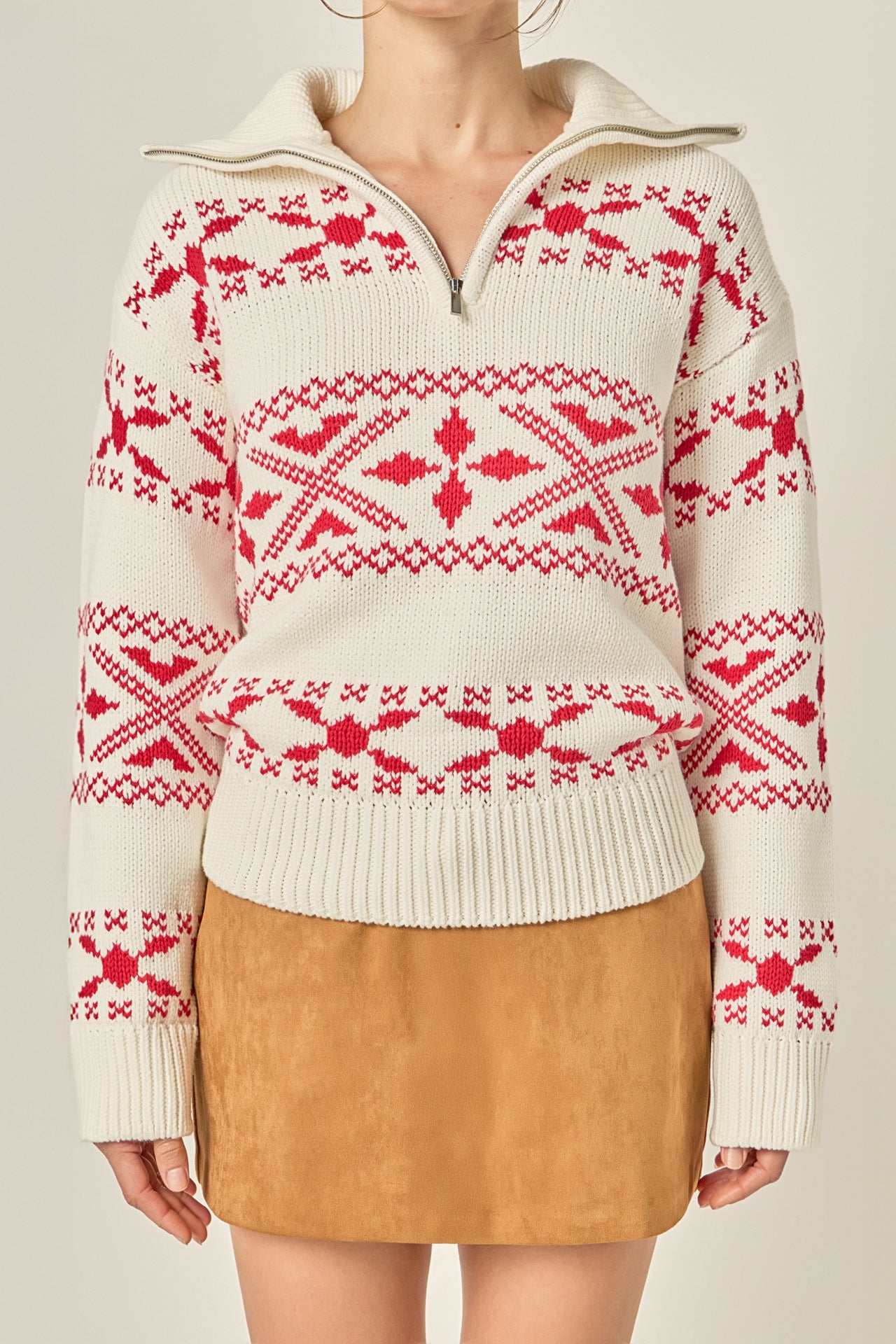 ENGLISH FACTORY - Motif Zip Up Sweater - SWEATERS & KNITS available at Objectrare