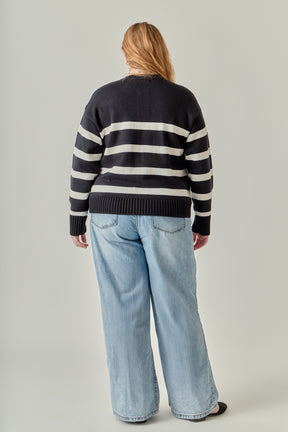 Zip Up Striped Sweater