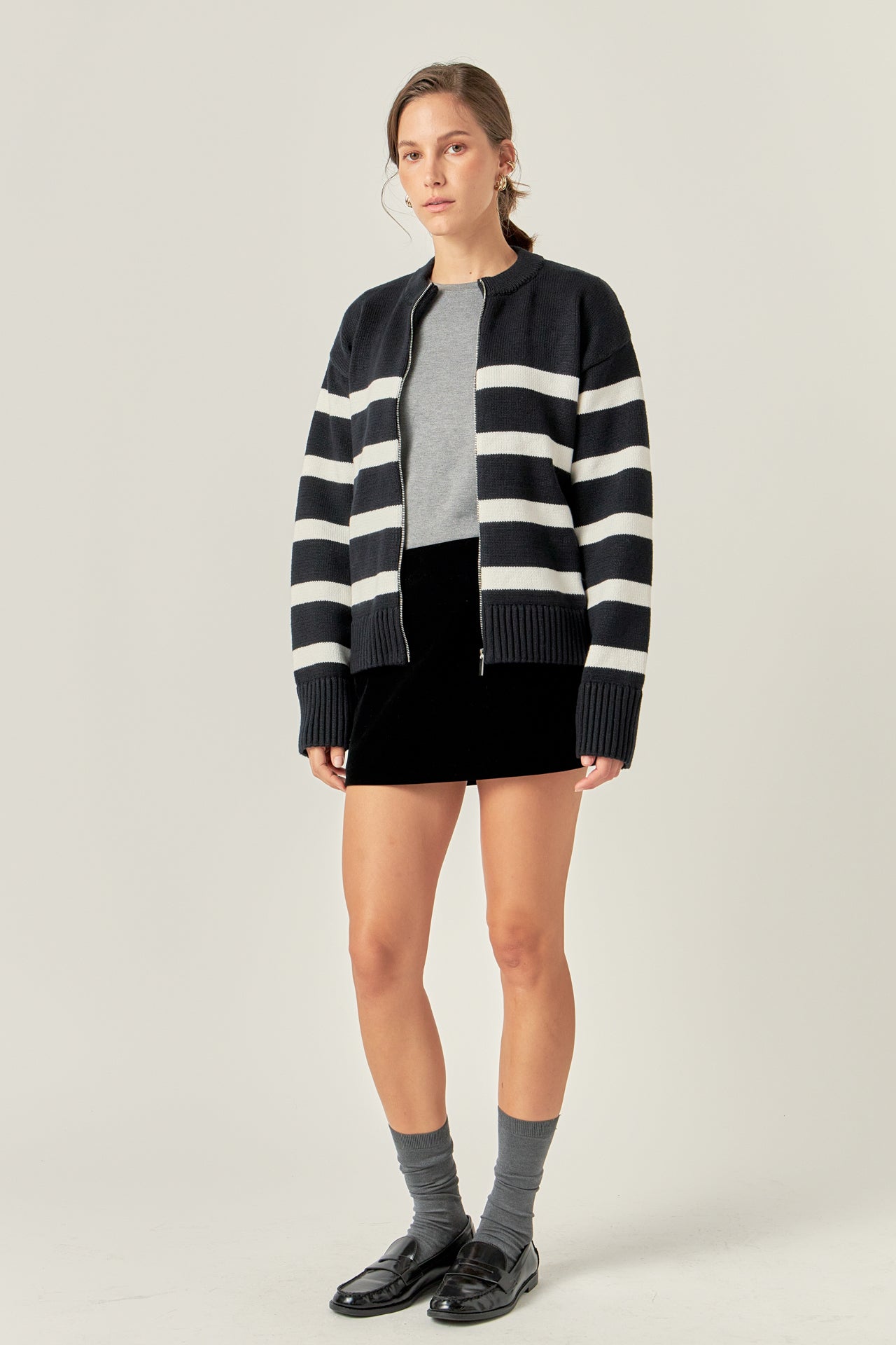 ENGLISH FACTORY - English Factory - Zip Up Striped Sweater - SWEATERS & KNITS available at Objectrare