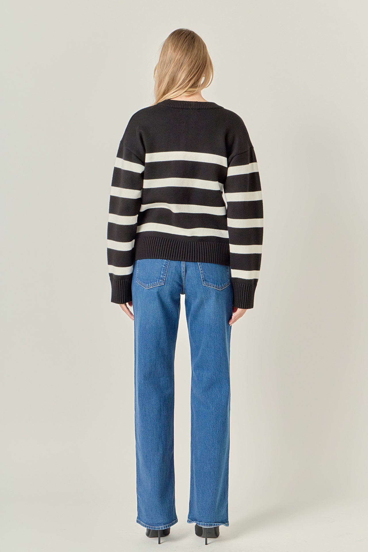 ENGLISH FACTORY - Zip Up Striped Sweater - SWEATERS & KNITS available at Objectrare