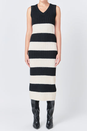 ENDLESS ROSE - Striped Knit Midi Dress - DRESSES available at Objectrare