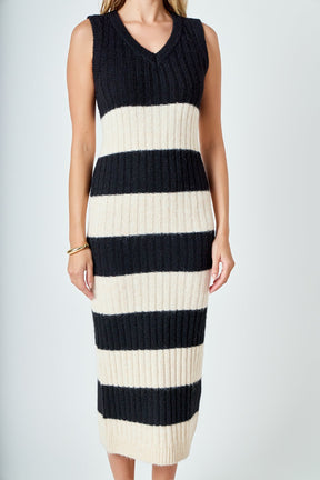 ENDLESS ROSE - Striped Knit Midi Dress - DRESSES available at Objectrare