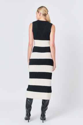 ENDLESS ROSE - Striped Knit Midi Dress - DRESSES available at Objectrare