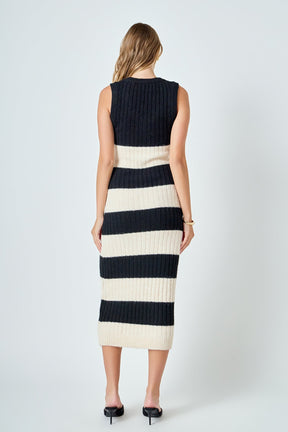 Striped Knit Midi Dress