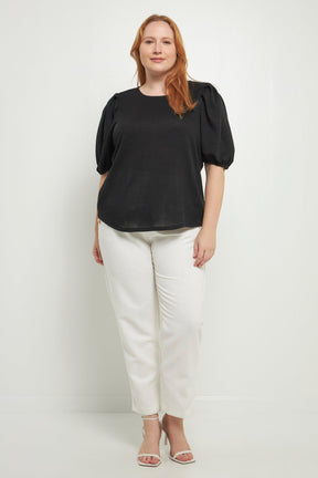 ENGLISH FACTORY - English Factory - Plus Size Pleated Shoulder Knit Top - TOPS available at Objectrare