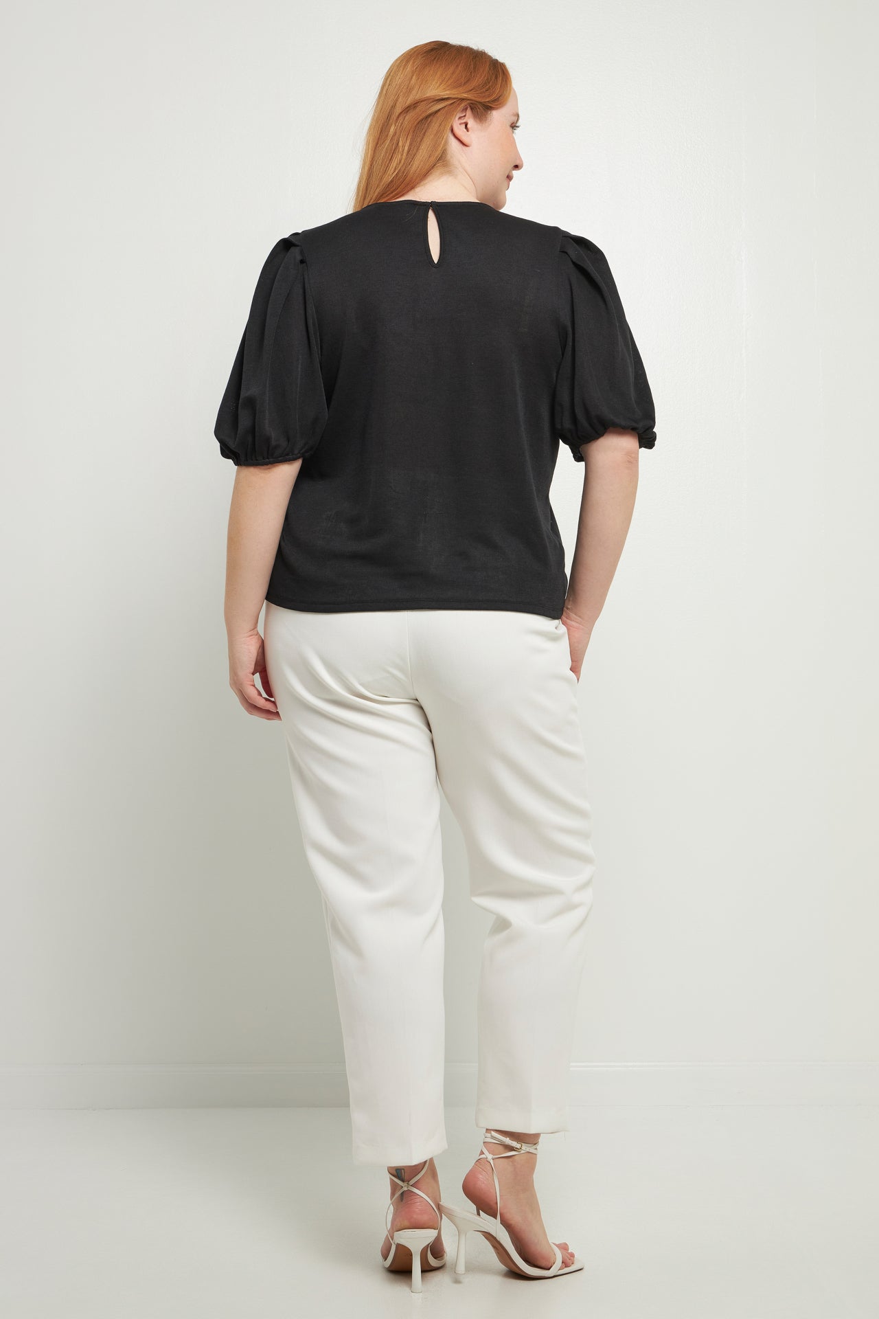 ENGLISH FACTORY - English Factory - Plus Size Pleated Shoulder Knit Top - TOPS available at Objectrare